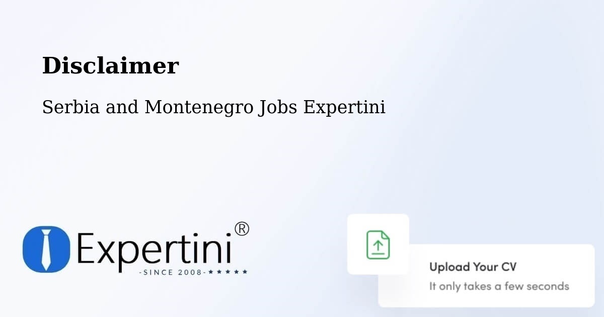 Disclaimer – Buckingham - Serbia and Montenegro Jobs Expertini